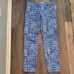 Lilly Pulitzer Blue and White Grid Leggings